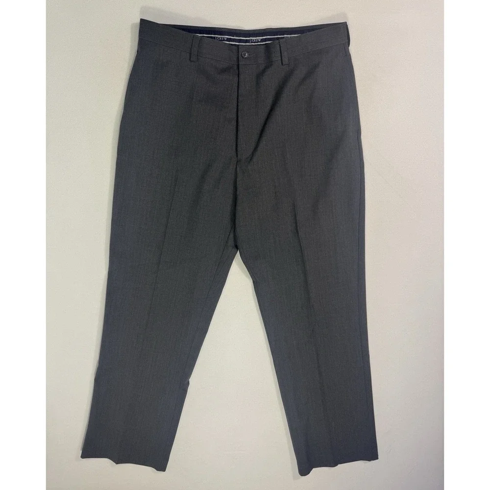 J Crew Classic Fit Men's 36x30 (36x29.5) Grey Wool Slacks Dress Pants Business